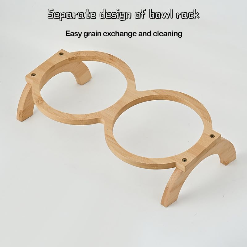 Gamelles surélevées pour chiots et chats d'intérieur avec support complet en bambou - 4