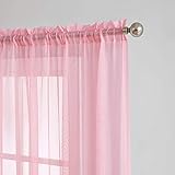 Warm Home Designs Pink Rose Sheer Window Curtains. Each Voile Drape Is 56 X 84 Inches. Great for Kitchen, Living Room, Bedroom, Kids Room or Office. 2 Fabric Panels Per Package. Color: Rose 84