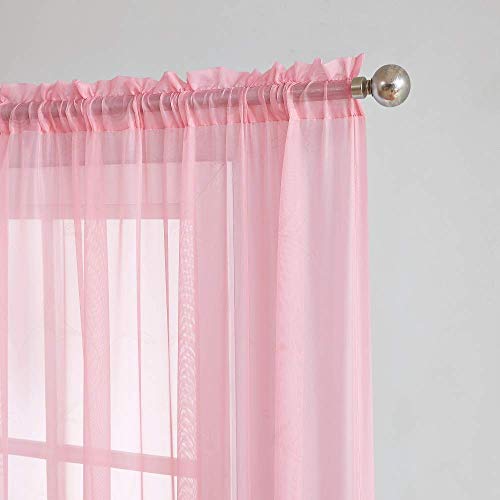 Warm Home Designs Pair of Standard Length Rose Pink Sheer Window Curtains. Each Voile Drape is 56 X 84 Inches in Size. Great for Kitchen, Living, Kids Room. 2 Fabric Panels Included. AM Rose 84