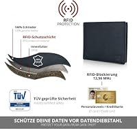 KRONIFY Leder Geldbörse Herren I Echtleder Portmonee Herren I RFID Schutz I Querformat I Herren Geldbörse mit Münzfach I 13 Kartenfächer I Geldbeutel Herren I eleganter Box (Schwarz) – Ansicht 4