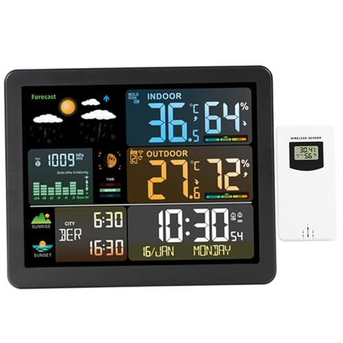 Station météo sans fil WiFi avec horloge atomique et thermomètre intérieur extérieur grand écran