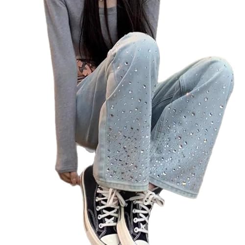 Rhinestone Jeans Men Shiny Y2k Baggy Jeans Men Parachute Washed Wide Leg Denim Pants Streetwear2