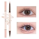 GECOMO【人気】二重芯アイライナー 涙袋ライナー ウォータープルーフペンシルアイライナー 【ペンシル & リキッド 2in1】マベニ 人気コスメ高密着 ダブルラインエキスパート 影用グレージュ ふたえを強調 リキッドアイライナー 描くふたえアイライナー(01# ホワイトゴールド)