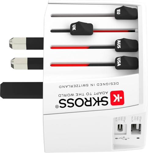 SKROSS Universal Travel Plug with USB and USB C, 1.302962, White