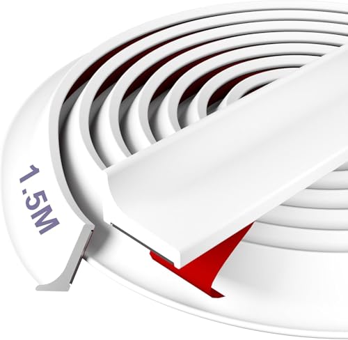 Barrera Agua Ducha Silicona Plegable - 150cm de longitud, Premium, Fácil De Instalar, altura de resistencia al agua de 12mm, Ideal Para Baños, Duchas Y Copete Encimera Cocina De Hzetuu