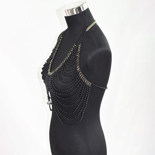 Chaleco de cadena corporal de perlas de varios niveles ajustable 5
