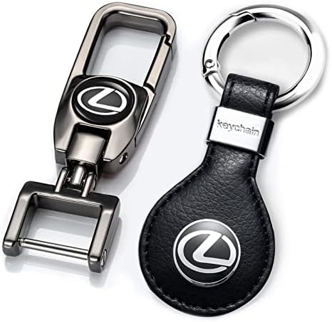 Leather Car Keychain Suit for Lexus is300 es350 rx 350 ls460 gx460 ls 430 ls 460 nx f nx200t RCF Valet is250 rx350,Metal Car Logo Key chain for Man and Woman, Key Fob Cover Keyring,Car Accessories