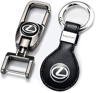 Leather Car Keychain Suit for Lexus is300 es350 rx 350 ls460 gx460 ls 430 ls 460 nx f nx200t RCF Valet is250 rx350,Metal Car Logo Key chain for Man and Woman, Key Fob Cover Keyring,Car Accessories