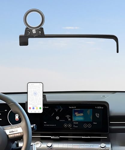 AbeeyGeomarn Car Phone Holder for Hyundai Kona/EV/Kona Electric 2024 2025 2026 Accessories Apply to 12.3 Inch Touch Screen Fixed Clip Magnetic Cell Phone Mount Hands-Free 360 Rotation