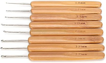 Bamboo Handle Crochet, Ergonomic Crochet Hooks Set of 8 Sizes with Stainless Steel Needle and Natural Bamboo Handle, for Home Use DIY Hand Knitting - 4