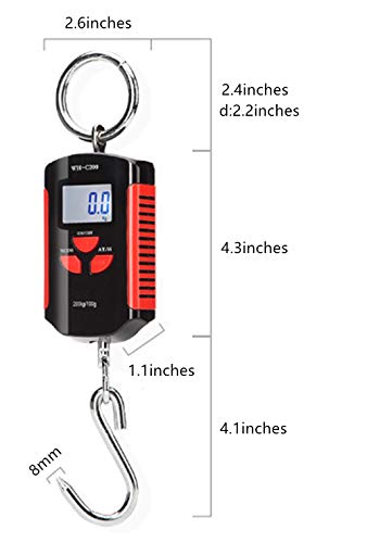 Klau Mini Crane Scale, Portable 200 Kg / 400 Lb Heavy Duty Digital Scales Lcd Display With Backlight For Home Farm Market Fishing Hunting Black And Red #TOP1