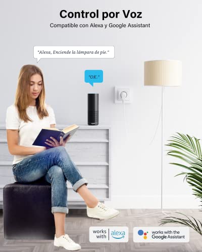Woox Enchufe Alexa para medir el consumo de energía, 4 unidades, enchufe WiFi con contador de electricidad 16 A, certificado TÜV, temporizador y control por voz, compatible con Alexa Google Home - imagen 4