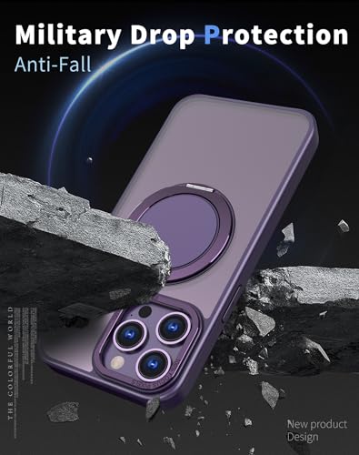 Coque iPhone 15 Pro anti-chute pour éviter les bris d'écran avec béquille et MagSafe violet