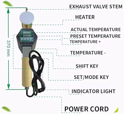 Vaporizzatore per il trattamento dell'acido ossalico, strumento di apicoltura ad alta efficienza con controllo della temperatura per la gestione degli acari della varroa, ideale per una cura efficace