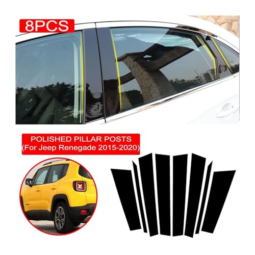 Pegatina de columna para Jeep Renegade 2015-2020: cubiertas protectoras de pilar BC, 8 uds 4