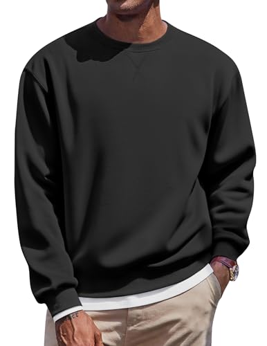 COOFANDY Men's Fleece Crewneck Sweatshirt Casual Long Sleeve Pullover Fall Winter Warm Sweatshirts Fashion Pullovers