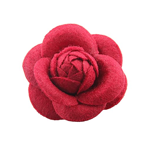 Image of Elegant Rose Flower Wool Fabric Brooch Pin for Women Girls Camellia Floral Pins Clip Lapel Shawl Dress Corsage Brooches Pins Vintage Jewelry Mother's Day Gifts