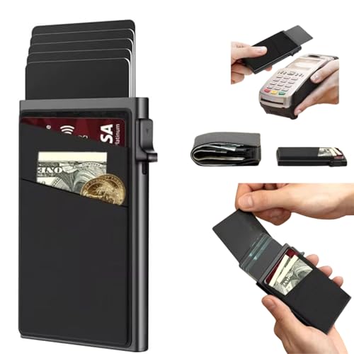 Slim minimalist wallet for men - ridge wallet pop up wallet - Matte Carbon Fiber Credit Card Holder, Money Clip-japan style Easily Removable Cards2