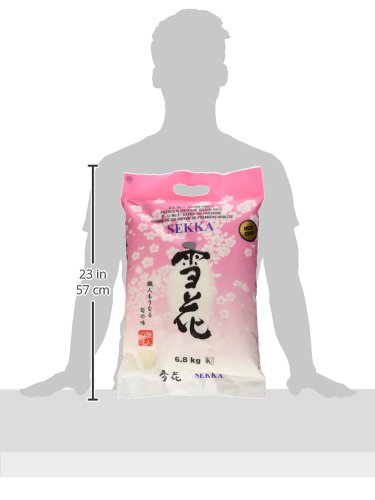 SEKKA Extra Fancy Medium Grain white Rice - Japanese Premium quality uncooked Rice | Milled Rice, Sweet and Chewy | Low Fat, Perfect for Authentic Asian Cuisine, 15 lb -(Pack of 1)