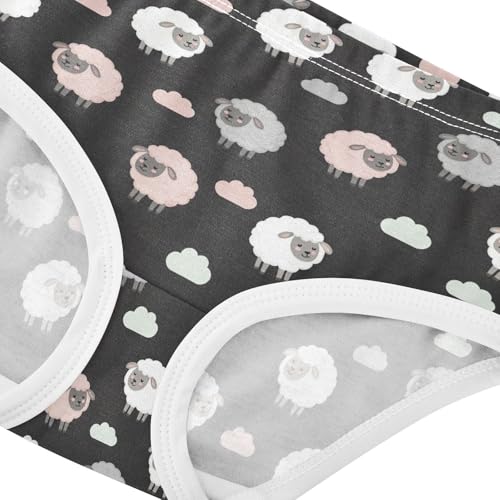 Joisal Cotton Girls Underwear Toddler Cute Cartoon Sheep Black Panties Little Girl Fun Underpants Briefs 2t4