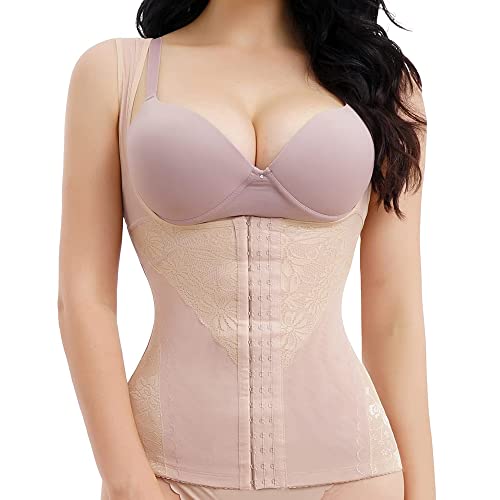 Femme Corset Amincissant Gaine Amincissante Ventre avec Fermeture à Agrafes à 6 Rangées Bustier Ventre Plat Waist Shaper Invisible Waist Trainer Cover