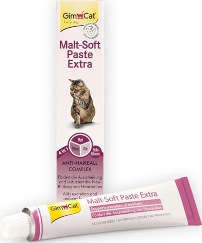 GimCat Malt-Soft Paste Extra - Anti-Hairball Katzensnack fördert Ausscheidung von Haarballen - 1 Tube (1 x 50 g)