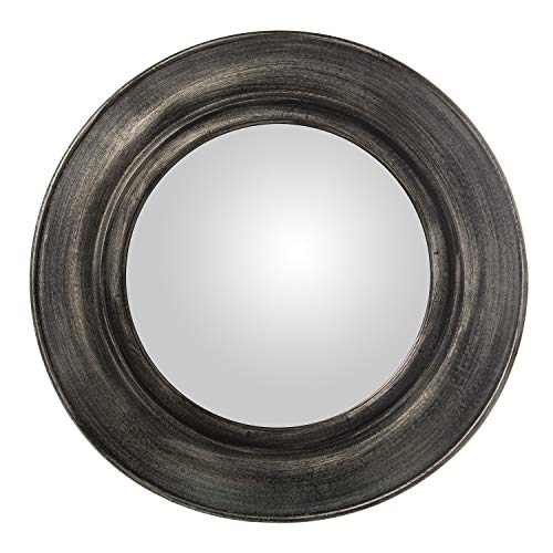 DRW Espejo Redondo de Pared de Resina Plateado 70x7cm