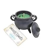 Reusable 4-Inch Cast Iron Cauldron Candle with Lid and Hanging Handle | Ritual & Aromatherapy Candle for Spell Casting, Smudging, Home Cleansing | Herb-Infused with Essential Oils (Eucalyptus)