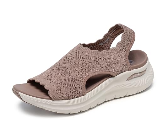 Skechers Women's Arch FIT 2.0-Flawless Choice Sport Sandal, Mocha, 8