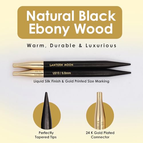 Image of Lantern Moon Ebony Wood Interchangeable Circular Knitting Needles 5 inch (13cm) | US Size 5 (3.75mm)
