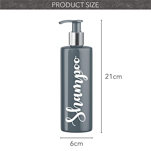 Print Maniacs 3 Set Mrs Hinch Inspired Grey Personalised 500ml Dispenser Pump Bottles Shampoo Conditioner Body Wash (White) - Image 2