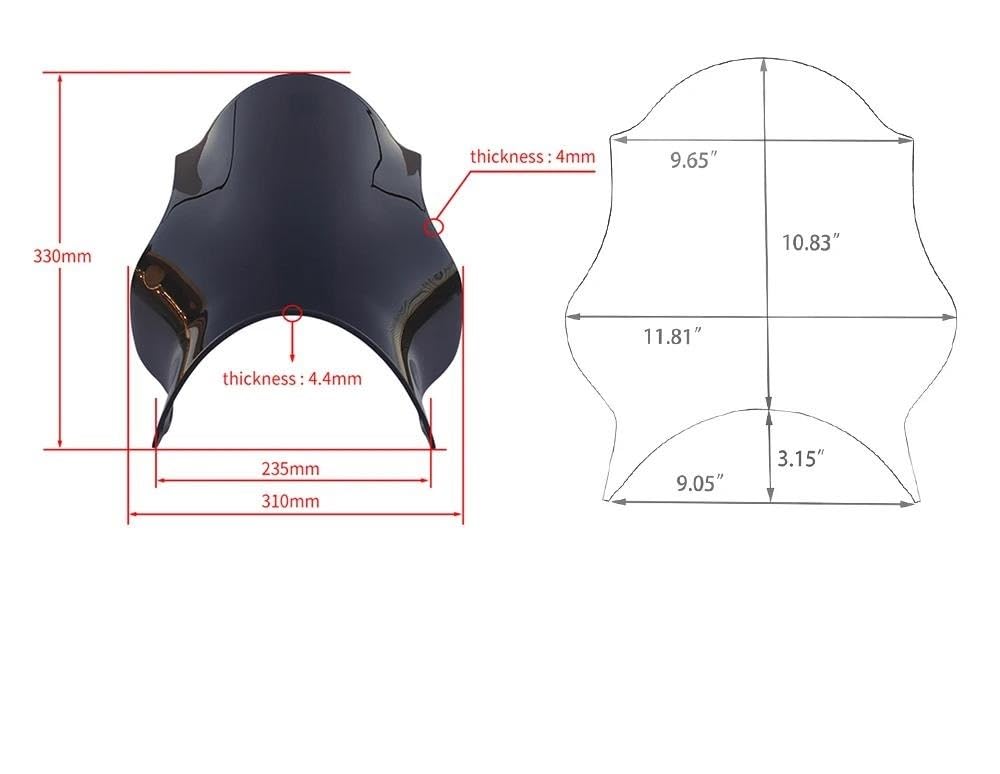 Parabrezza per Moto Hornet CB400 CB600 CB750 CB900 CB919 CB250, Luci Rotonde, Parabrezza per Moto da Strada Visiera Schermo Cupolino Paravento Blue
