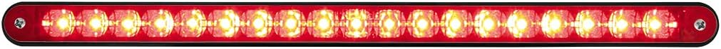 United Pacific 36489 19 LED 12" Reflector Light Bar with Black Housing (Red LED/Red Lens)