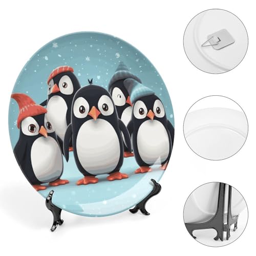 Plato decorativo de porcelana con pingüinos 7 pulgadas miniatura 4