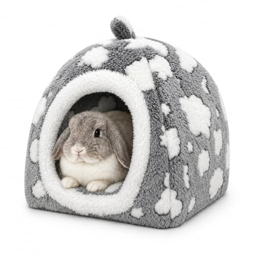 Amremsu Rabbit Hideout Guinea Pig Hideout Bed Bunny Bed for Rabbit Guinea Pig Hiding Hut Small Animals Washable Winter Sleeping House for Small Pet