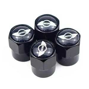 4pcs MINI Hex Dust Caps Black – Aluminium Tyre Dust Covers with Seal Ring for MINI – UK stock