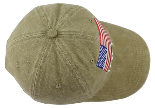 Image of American Flag Veteran Hats for Men Women, Adjustable Embroidered Cotton Army Military Baseball Cap