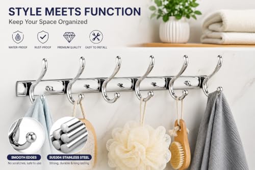 Image of Excellent Stainless Steel Bathroom Cloth Hanger, Silver, 40 Cms, Pack of 3