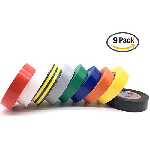 9 Roll Multicolor Electrical Tape, Maveek 0.67 Inch 65.62 Feet Utility PVC Insulation Tape Adhesive Duct Tapes, Work Great for Waterproof, Flame Retardant, Cold Resistance and Non-Conductive(9 Colors) - Thumbnail 4