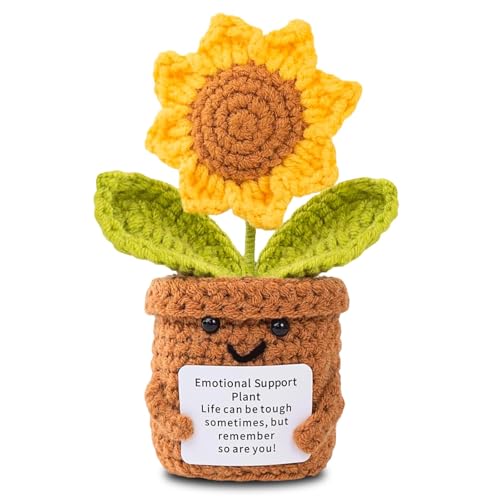 Emotional Support Crochet Sunflower With Card Emotional Support Gift