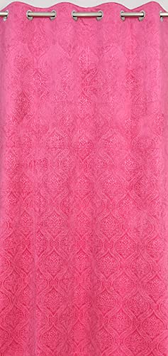 Image of Homefab India 2 Piece Velvet Emboss Long Door Curtain - 8 feet, Room Darkening Curtains, Pink