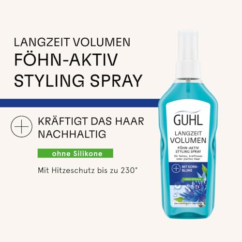 Guhl Föhn-Aktiv Styling Spray - Inhalt: 150 Ml - Aus Der Langzeit Volumen Serie - Haartyp: Fein, Kraftlos Oder Platt - Dermatologisch Bestätigt