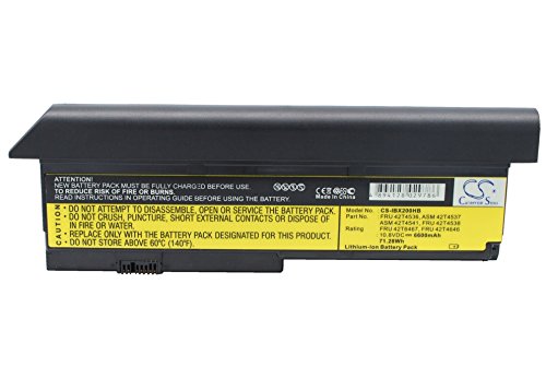 Cameron Sino CS - Batería de repuesto para ThinkPad Elite X200, ThinkPad Elite X200s, ThinkPad X200s SL9400 (6600 mAh) 3R9255, 42T4534, AMS 42T4537, ASM 42T4537, FRU 42T6467, Fur 42T4649
