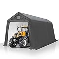 GARTOO 7' x 12' Outdoor Storage Shed- Heavy Duty Storage Shelter Tent with Roll-up Ventilated Door, Portable Garage Zipper Storage shed for Bike, ATV, Motorcycle Shelter, Gray
