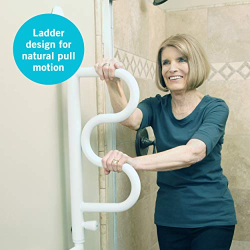 Stander The Curve Grab Bar - Elderly Rotating Wall Mounted Ladder Assist Handle + Bathroom Grab Bar Toilet Aid