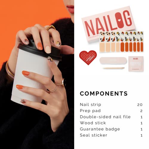 Nailog Semi Cured Gel Nail Strips, Extra Long Nail Polish Strips (20 Peices), Long Lasting Semi Cured Nail Stickers With Soft Glossy Gel Finish, Dandelion #TOP4