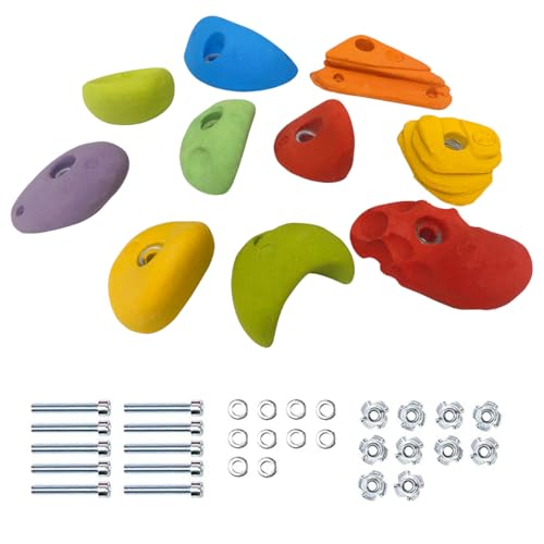 Image of Hop N Play 10 Pcs Adventure Wall Climbing Holds for Kids and Adult, Indoor and Outdoor Play Set Use (Multicolour) with Installation Kit, Loading Capacity 200 Kgs