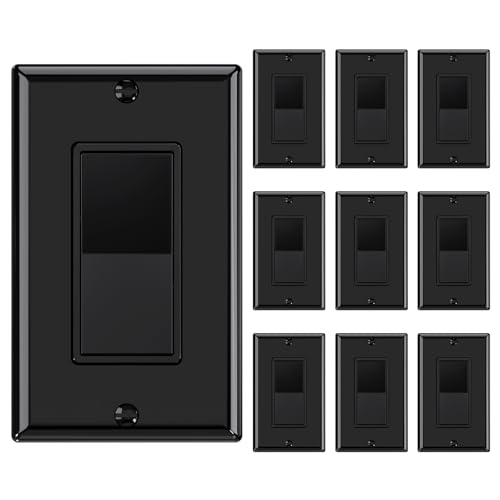 Interrupteur 4 voies noir AIDA lot de 10 va-et-vient silencieux 15A avec plaque murale
