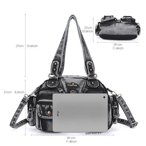 Image of Angel Kiss Hobo Crossbody Purses for Women Shoulder Bag Multipocket Soft Hobo Purses Removable Strap Leather Handbags