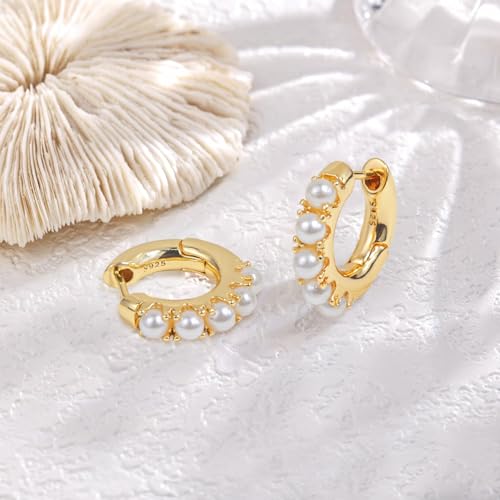 14k Gold Plated Cubic Zirconia Hoop Earrings for Women Sterling Silver Post Cuff Earrings Huggie Stud for Women Girls Hypoallergenic Trendy Jewelry Gift Birthday Anniversary Wedding Earring4